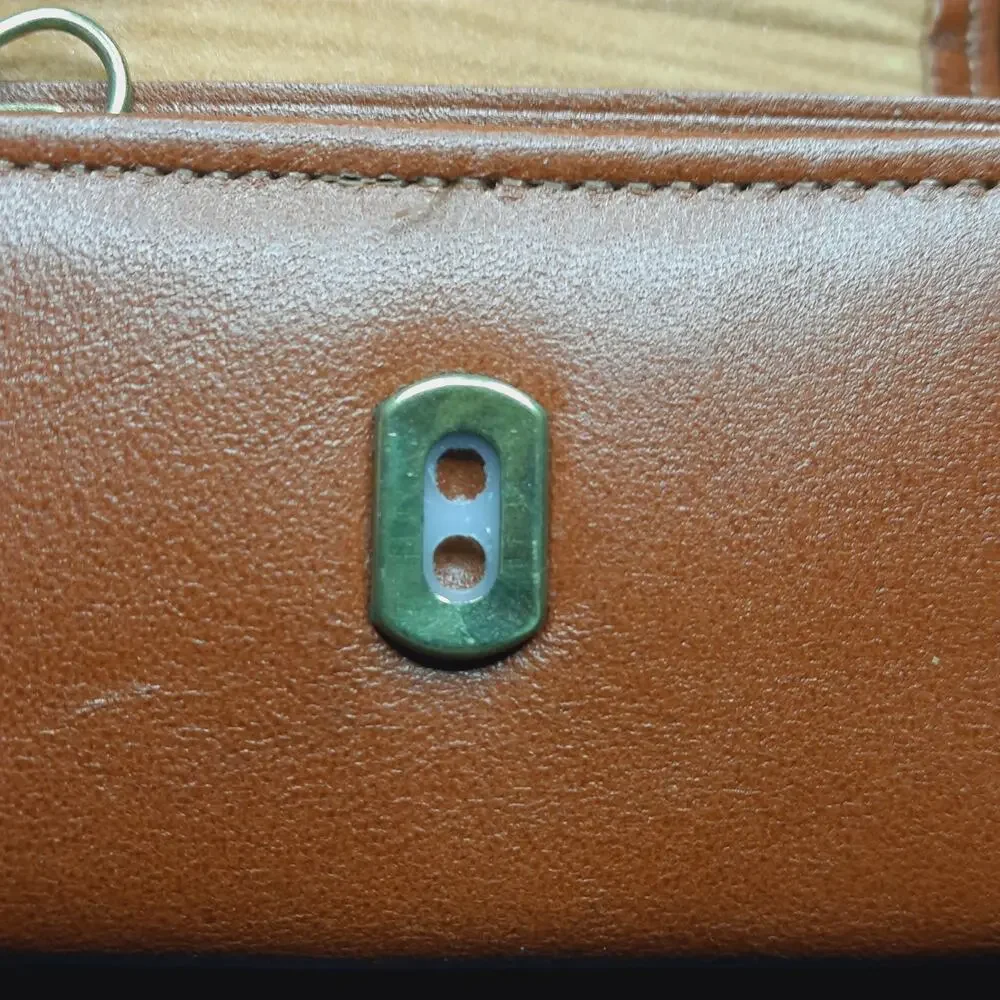 Vintage Princess Gardner Top Grain Cowhide Leather Key Case Wallet Trifold Brown